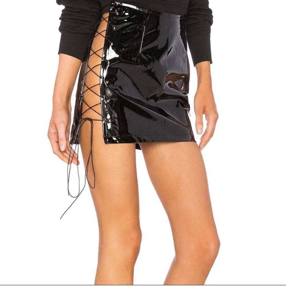 Danielle Guizio Patent Leather Skirt